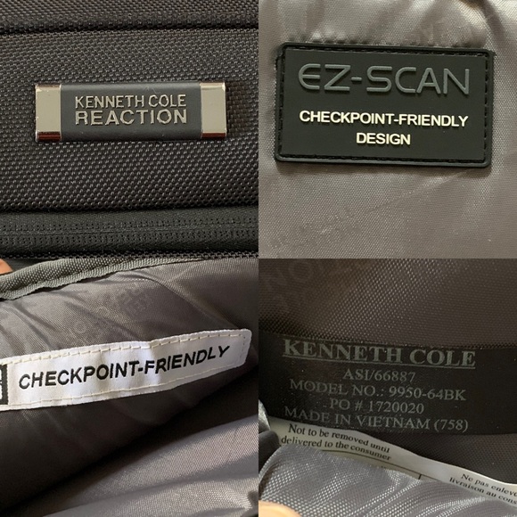 Kenneth Cole EZ-Scan Double Gusset BLK Laptop Case - Picture 7 of 8
